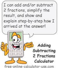 Add or Subtract 2 Fractions Calculator Sign