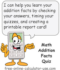 Addition Facts Quiz Sign