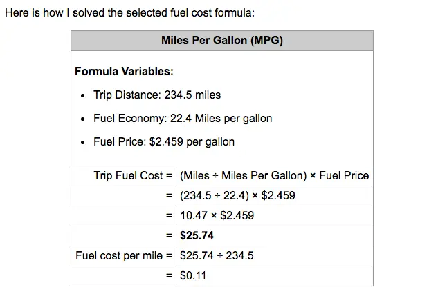 trip planner fuel cost